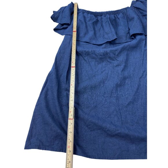 Old Navy Womens Blue Off-Shoulder Ruffle Top M Petite - Picture 6 of 8